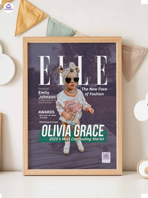 Baby Style Magazine Poster or Canvas – Custom Photo & Text – Luxury Baby Wall Art